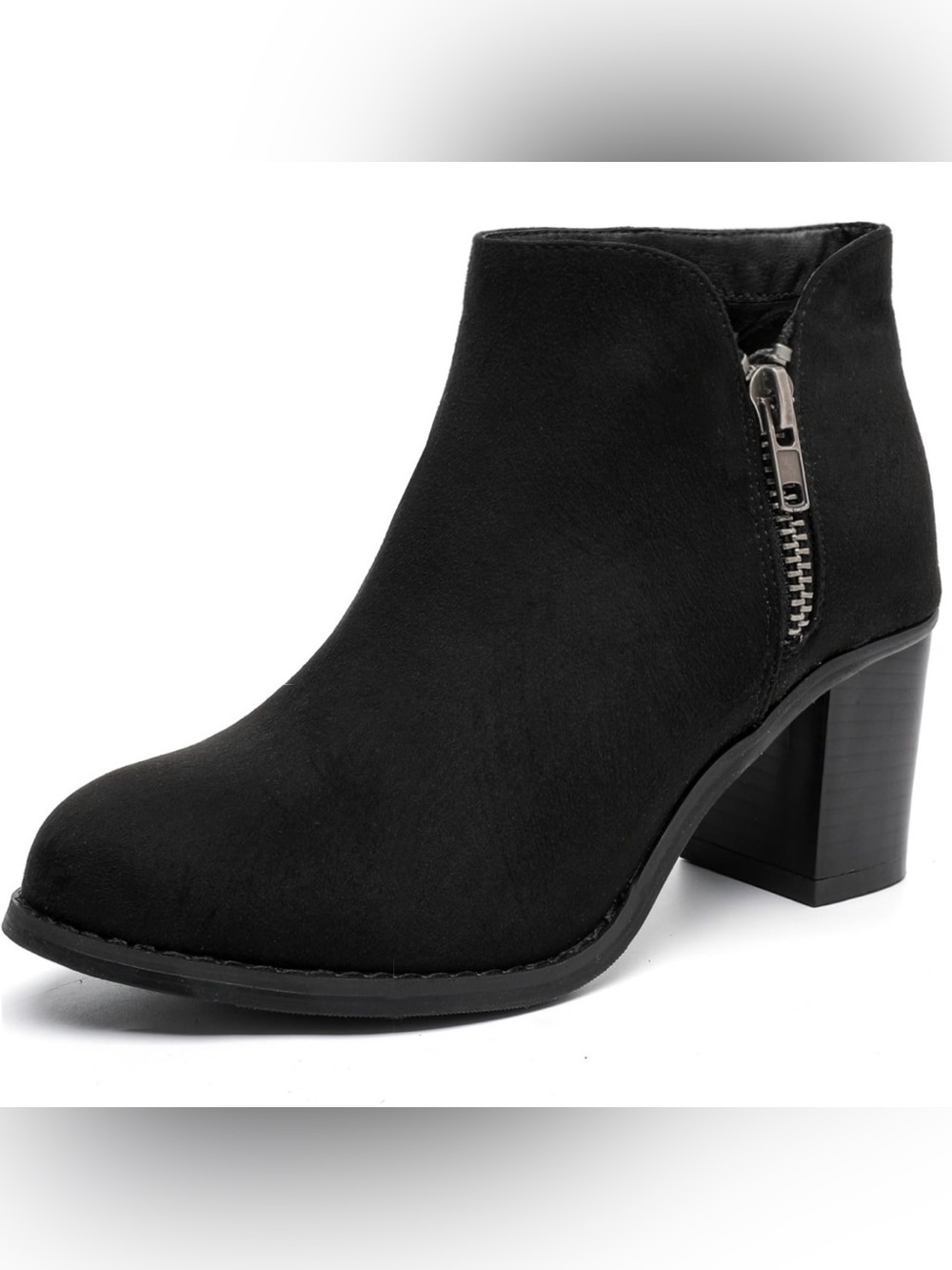 Luoika Women's Wide Width Ankle Boots Mid-Heel Extra Wide 171104 Black 11.5XW